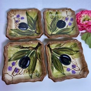 Vintage Hand Painted Ceramic Olives Collection Plates by Tabletops Unlimited